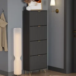 Schuhschrank Helge Schwarz 60 x 166.7 cm 4 Fächer Vicco