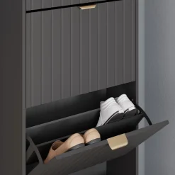 Schuhschrank Helge Schwarz 60 x 166.7 cm 4 Fächer Vicco