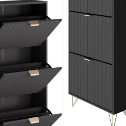 Schuhschrank Helge Schwarz 60 x 166.7 cm 4 Fächer Vicco