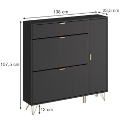 Schuhschrank Helge Schwarz 108 x 107.5 cm Vicco