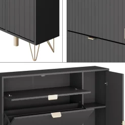 Schuhschrank Helge Schwarz 108 x 107.5 cm Vicco