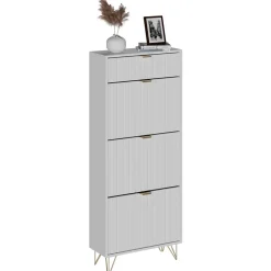 Schuhschrank Helge Weiß 60 x 145 cm 3 Fächer Vicco