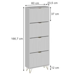 Schuhschrank Helge Weiß 60 x 166.7 cm 4 Fächer Vicco