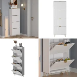 Schuhschrank Helge Weiß 60 x 166.7 cm 4 Fächer Vicco