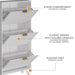 Schuhschrank Helge Weiß 60 x 128.5 cm 3 Fächer Vicco