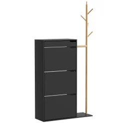 Schuhschrank Ivo Schwarz 90 x 181.5 cm mit 3 Fächern, 1 Schublade Vicco