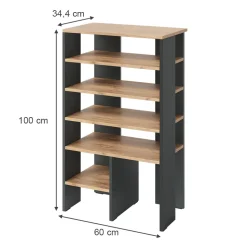 Schuhschrank Marlon Anthrazit/Goldkraft Eiche 60 x 100 cm mit 5 Fächern Vicco