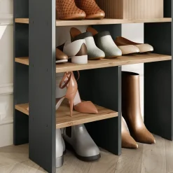 Schuhschrank Marlon Anthrazit/Goldkraft Eiche 60 x 100 cm mit 5 Fächern Vicco