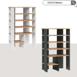 Schuhschrank Marlon Anthrazit/Goldkraft Eiche 60 x 100 cm mit 5 Fächern Vicco