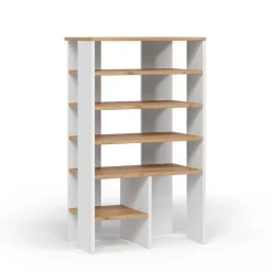 Schuhschrank Marlon Weiß/Goldkraft Eiche 60 x 100 cm mit 5 Fächern Vicco