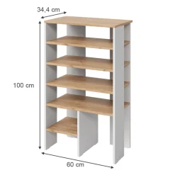 Schuhschrank Marlon Weiß/Goldkraft Eiche 60 x 100 cm mit 5 Fächern Vicco