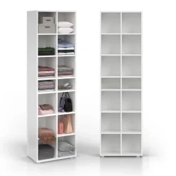 Schuhschrank Paris Weiß 52.4 x 183.3 cm 22 Fächer Vicco