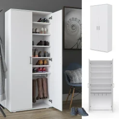 Schuhschrank Torge Weiß 80 x 178 cm Vicco