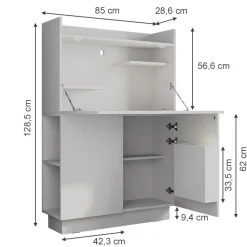 Sekretär Schreibtisch Alena Weiß 85 x 27 cm Vicco