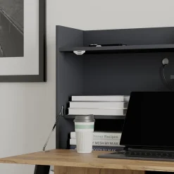 Sekretär Schreibtisch Alena Anthrazit/Goldkraft Eiche 85 x 28.6 cm Vicco