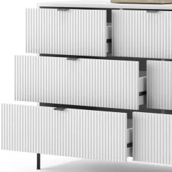 Sideboard Eliza Weiß 42 x 81 cm mit 7 Schubladen Vicco