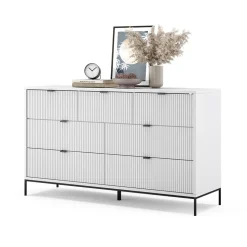 Sideboard Eliza Weiß 42 x 81 cm mit 7 Schubladen Vicco