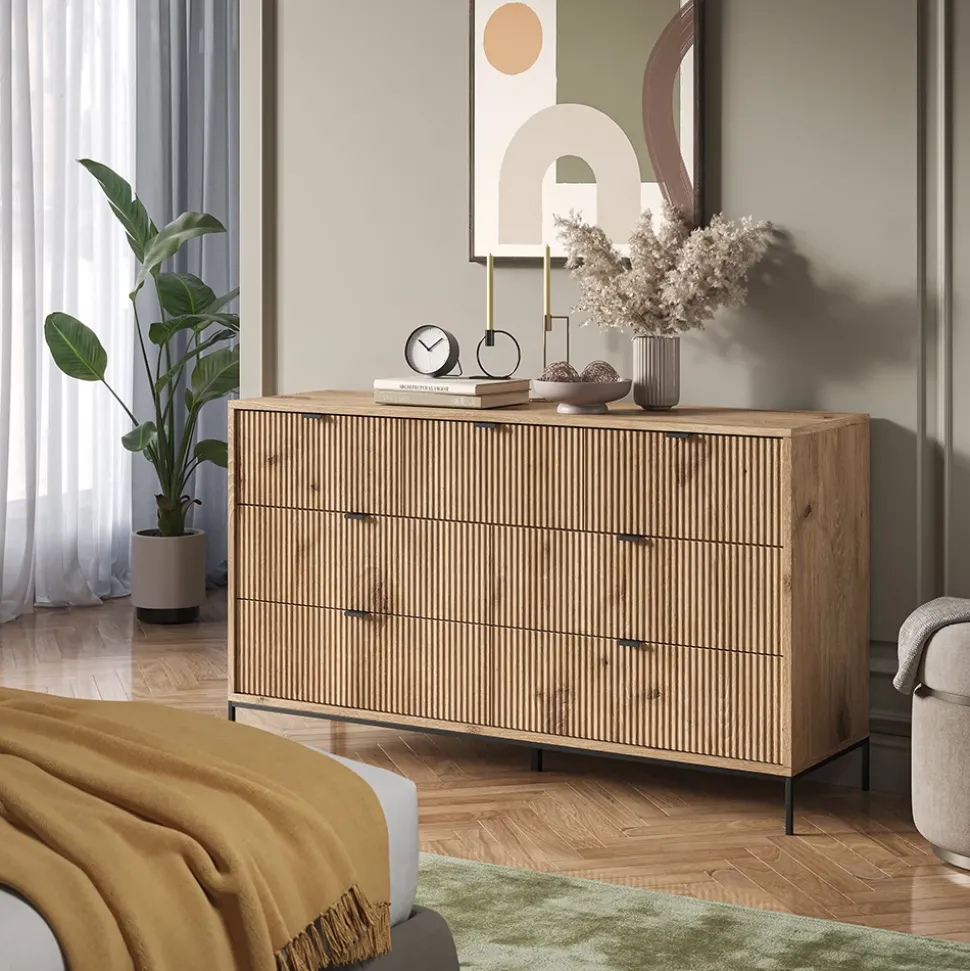 Sideboard Eliza Viking Oak 42 x 81 cm mit 7 Schubladen Vicco