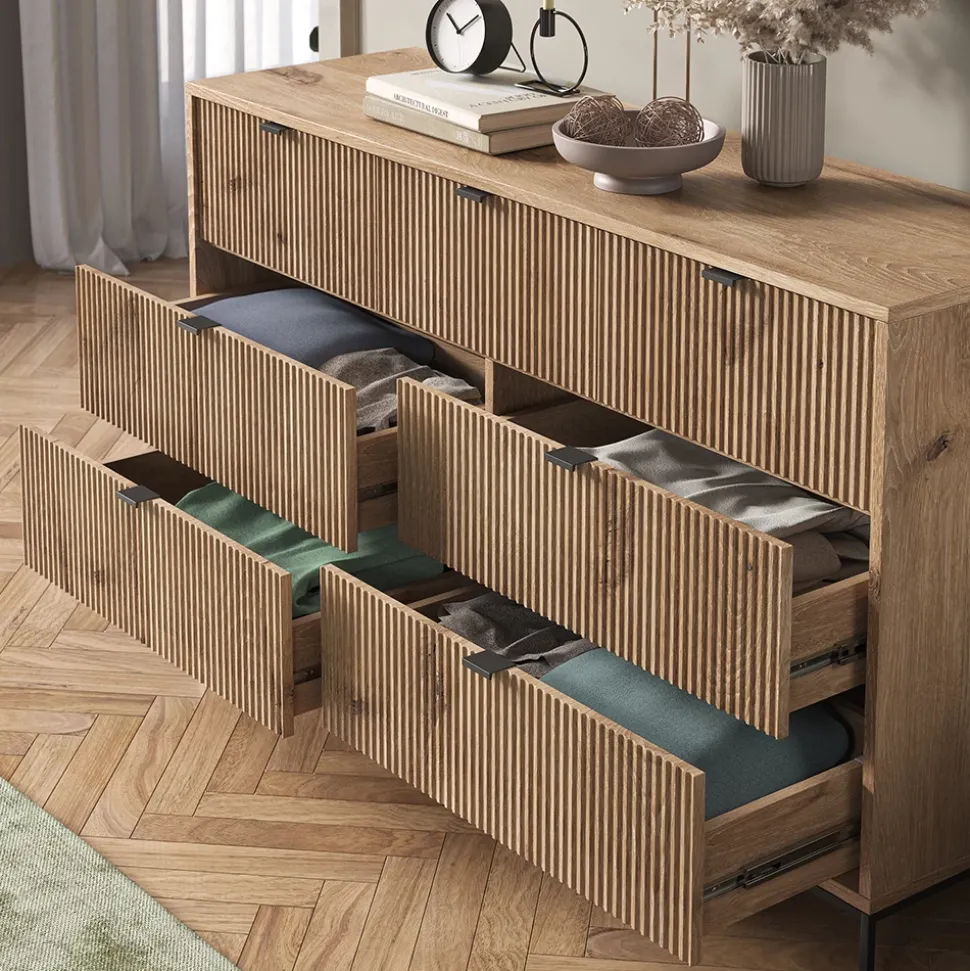 Sideboard Eliza Viking Oak 42 x 81 cm mit 7 Schubladen Vicco