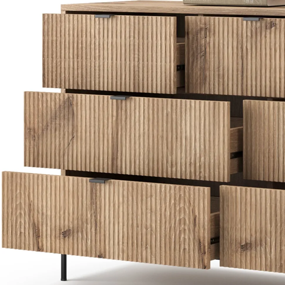 Sideboard Eliza Viking Oak 42 x 81 cm mit 7 Schubladen Vicco