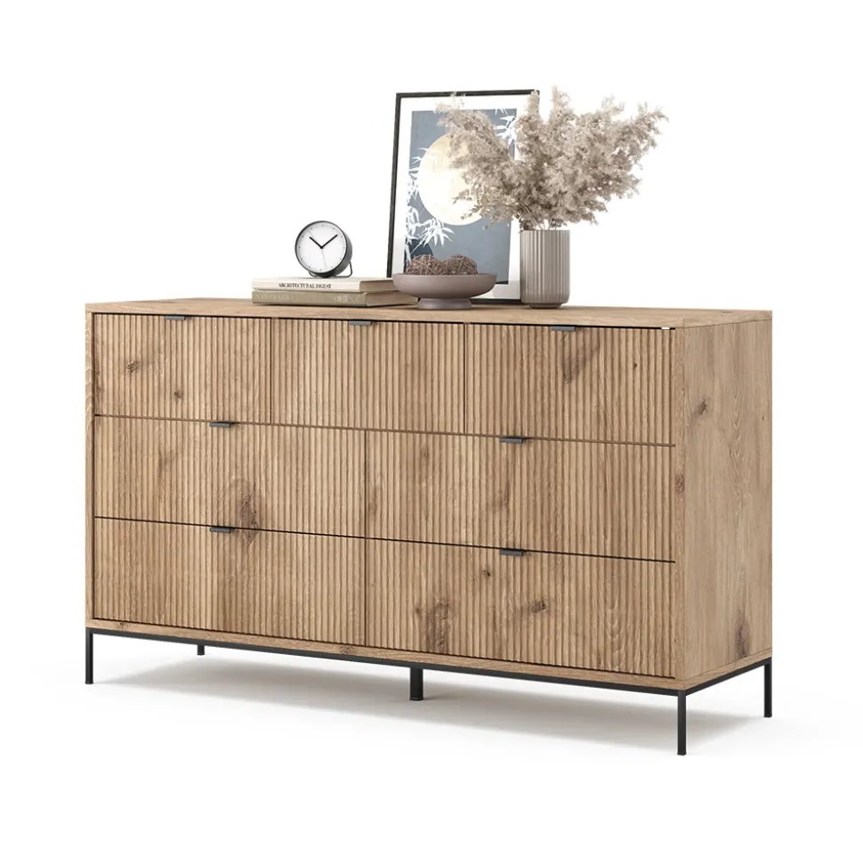 Sideboard Eliza Viking Oak 42 x 81 cm mit 7 Schubladen Vicco