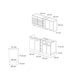 Singleküche R-Line Anthrazit Landhaus/Anthrazit 160 cm , AP Anthrazit Vicco