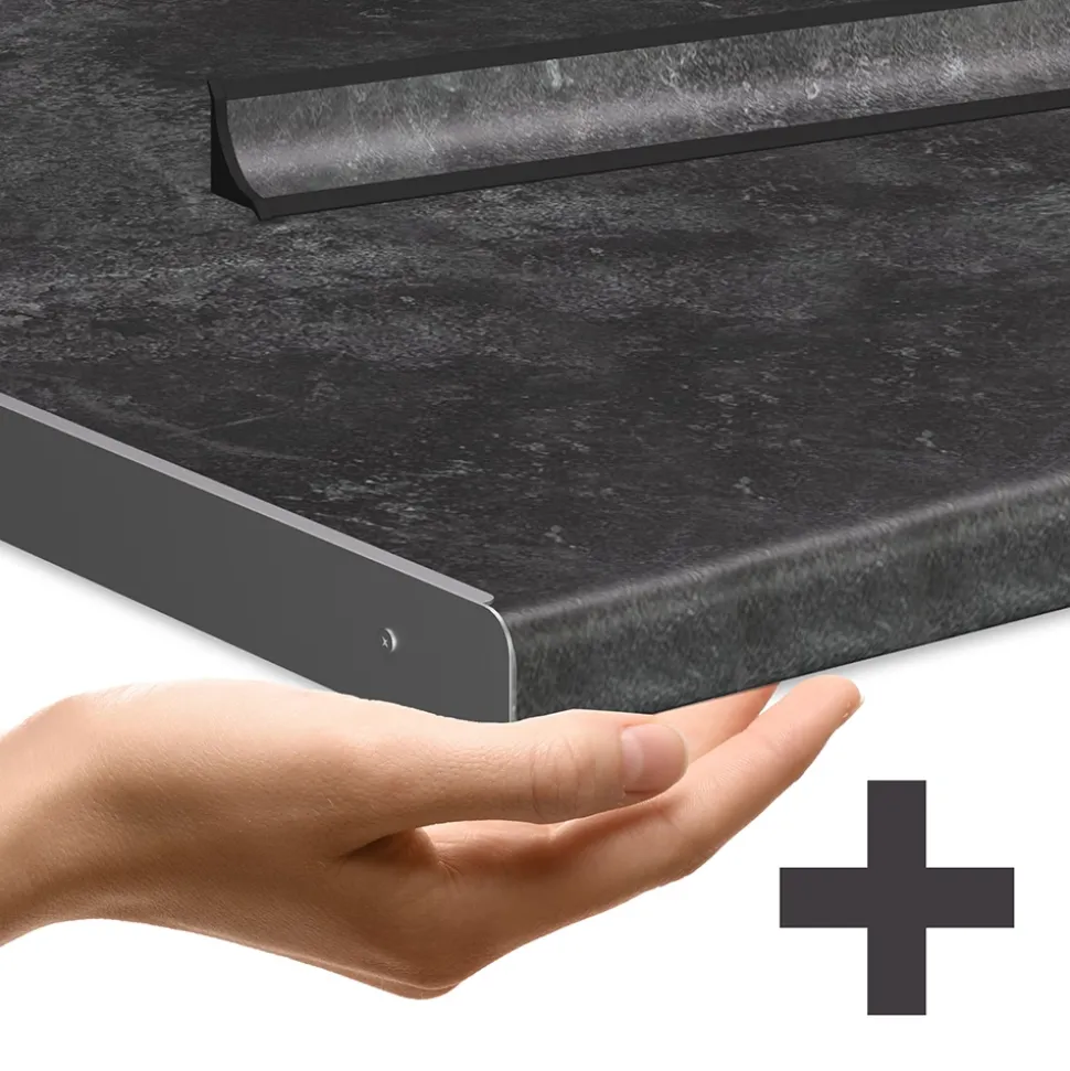 Singleküche R-Line Anthrazit Hochglanz/Goldkraft Eiche 140 cm , AP Anthrazit Vicco