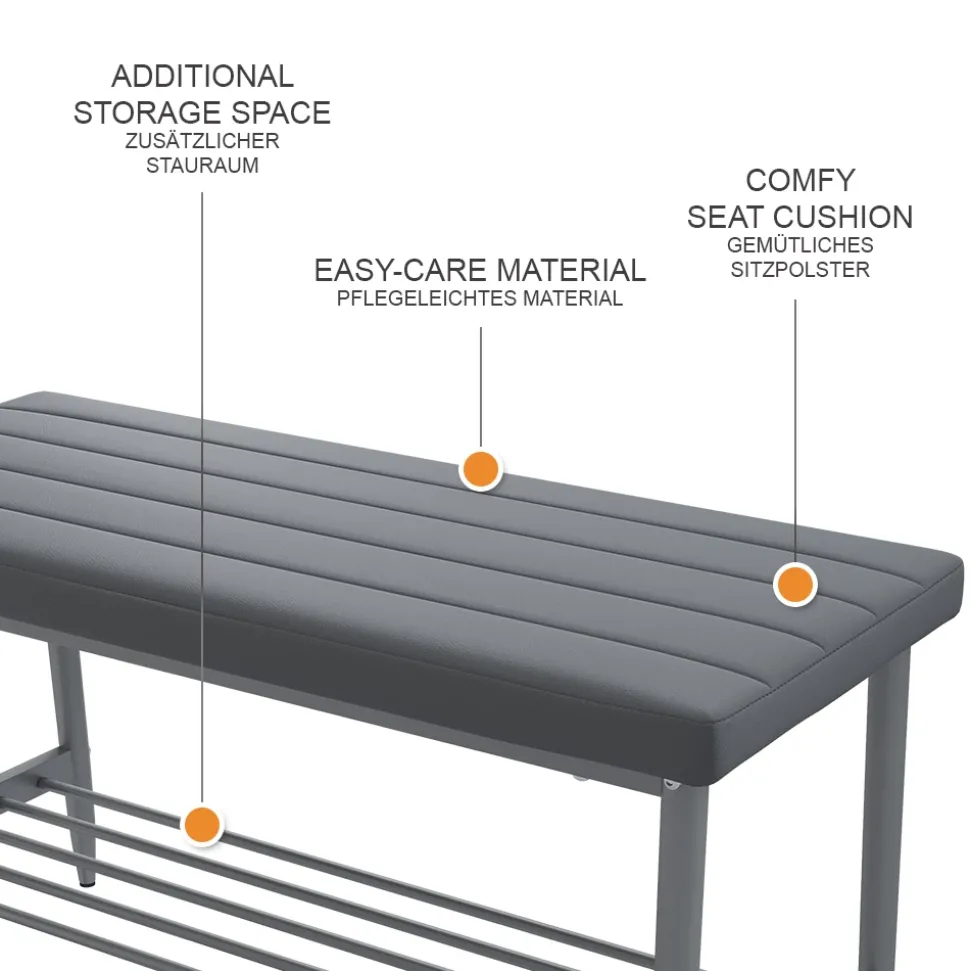 Sitzbank Grand Grau 85 x 35 cm Vicco