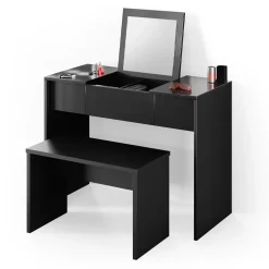 Sitzbank Schwarz 70 cm für Schminktisch Vicco
