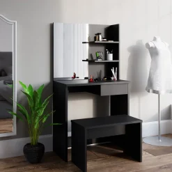 Sitzbank Schwarz 70 cm für Schminktisch Vicco