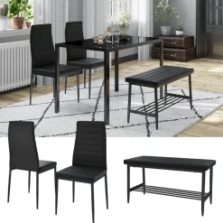 Sitzbank Grand Schwarz 85 x 46.5 cm 3-teiliges Set Vicco