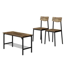 Sitzbank und Stuhl Fyrk Schwarz/Eiche rustikal 85 x 46 cm 3 Teile Vicco