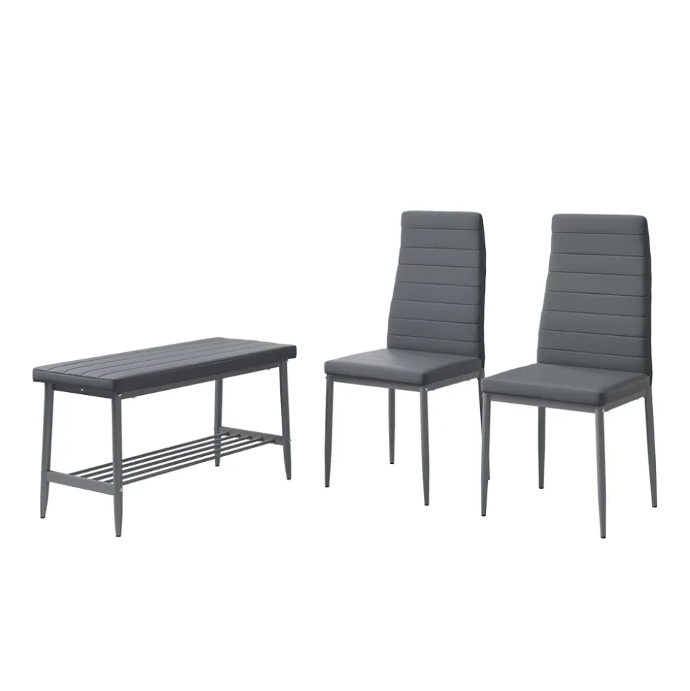 Sitzbank und Stuhl Grand Grau 85 x 46.5 cm 3-teiliges Set Vicco