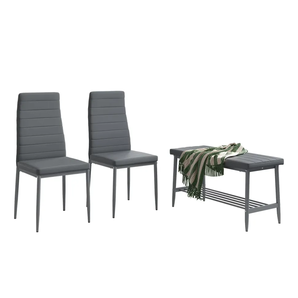 Sitzbank und Stuhl Grand Grau 85 x 46.5 cm 3-teiliges Set Vicco