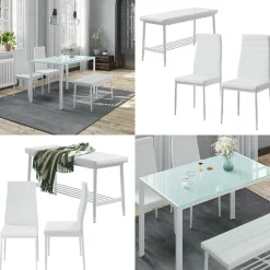 Sitzbank und Stuhl Grand Weiß 85 x 46.5 cm 3-teiliges Set Vicco