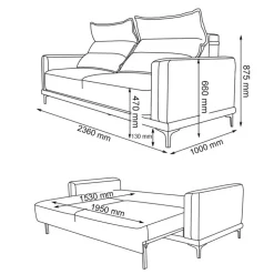 Sofa Caprioli Grau 236 cm Vitalispa