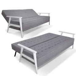 Sofa Dion Grau 202 cm mit Klappfunktion Vitalispa