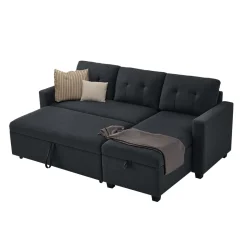 Sofa L Form Campina Anthrazit 226 x 163 cm mit Schlaffunktion Vitalispa