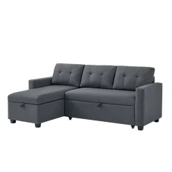 Sofa L Form Campina Grau 226 x 163 cm mit Schlaffunktion Vitalispa