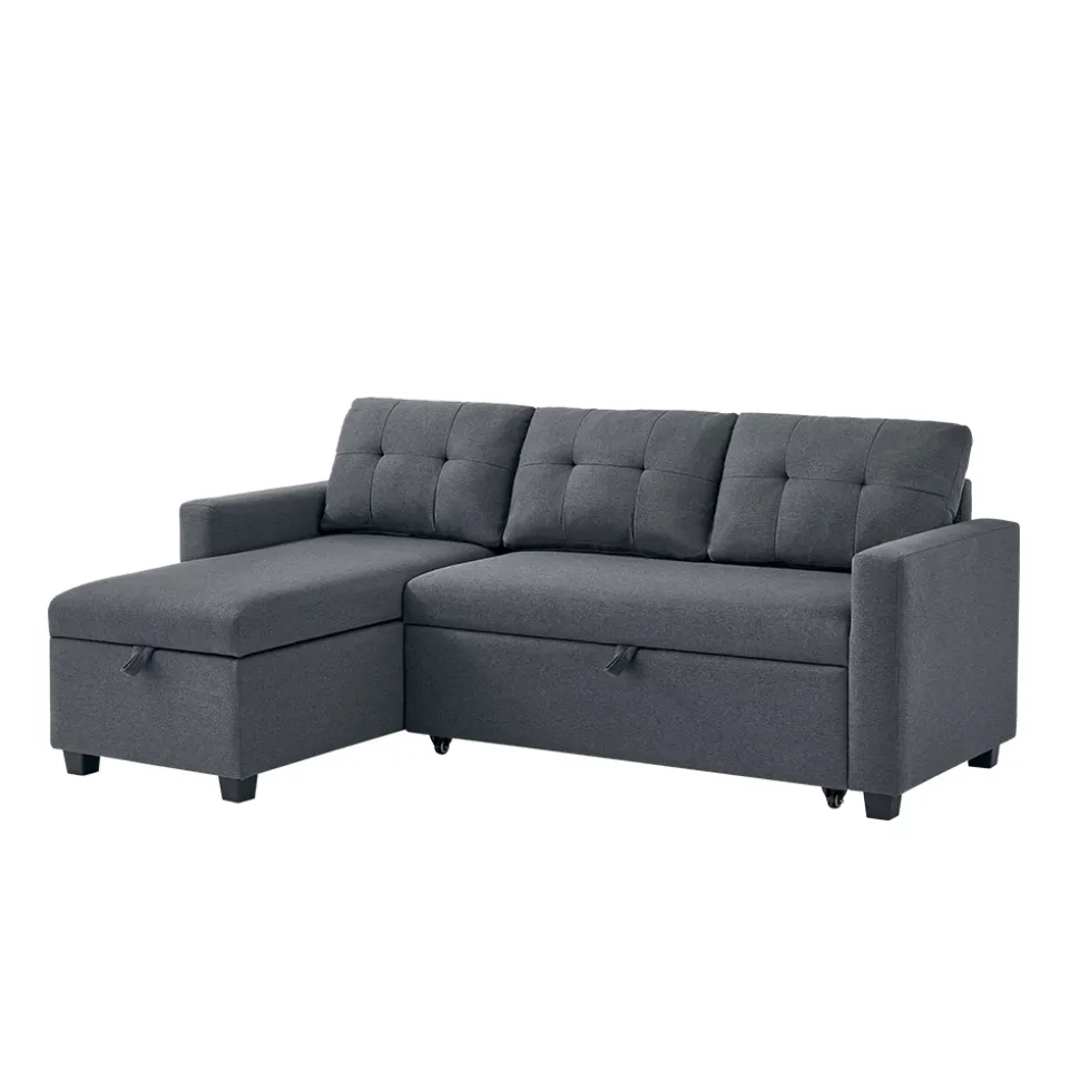 Sofa L Form Campina Grau 226 x 163 cm mit Schlaffunktion Vitalispa