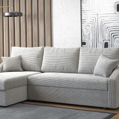 Sofa L Form Ecksofa Beige 224 x 144 cm inkl. Stauraum Vitalispa