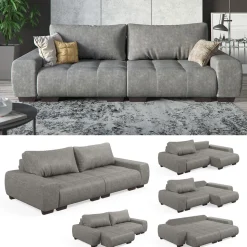 Sofa L Form Perry Grau 260 x 120 cm Vitalispa