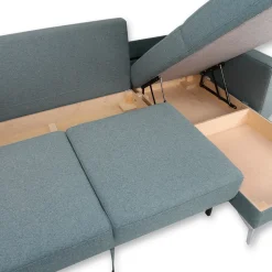 Sofa L Form York Blau 260 x 96 cm Vitalispa