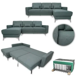 Sofa L Form York Blau 260 x 96 cm Vitalispa