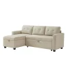 Sofa L-Form Campina Beige 226 x 163 cm mit Schlaffunktion Vitalispa