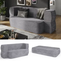 Sofa Lille Grau 190 cm mit Schlaffunktion Vitalispa