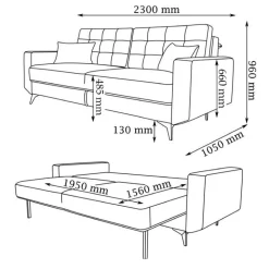 Sofa York Blau 230 cm Vitalispa