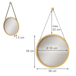 Spiegel Mirno Bambus 38 x 1.5 cm mit verstellbarem Gurt Vicco