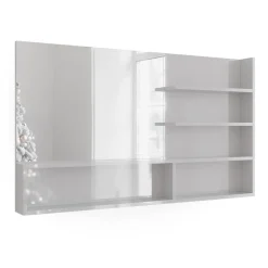 Spiegelregal Weiß Hochglanz 119.8 x 70 cm mit offenen Fächern Vicco