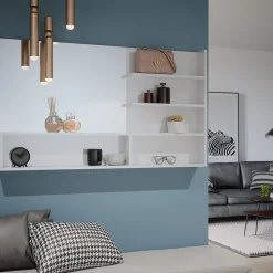 Spiegelregal Weiß Hochglanz 119.8 x 70 cm mit offenen Fächern Vicco